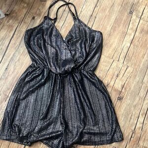 Small Black + Silver ACW Romper